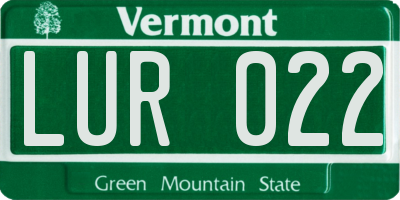 VT license plate LUR022