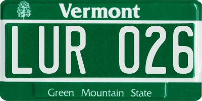 VT license plate LUR026
