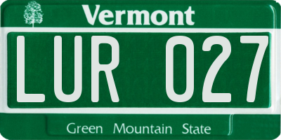 VT license plate LUR027
