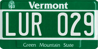 VT license plate LUR029