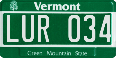 VT license plate LUR034
