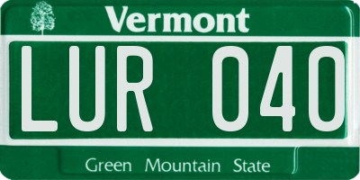 VT license plate LUR040