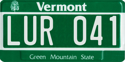 VT license plate LUR041