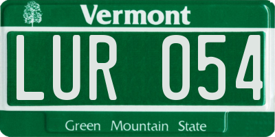 VT license plate LUR054