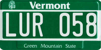 VT license plate LUR058