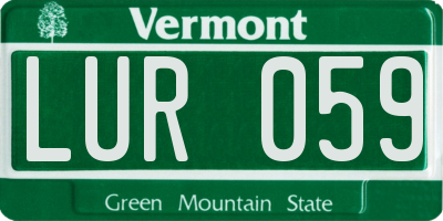 VT license plate LUR059