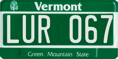 VT license plate LUR067