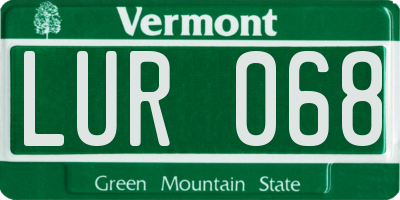 VT license plate LUR068