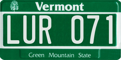 VT license plate LUR071