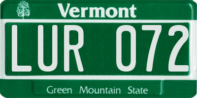 VT license plate LUR072