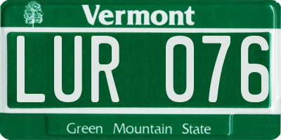VT license plate LUR076