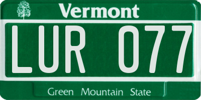 VT license plate LUR077