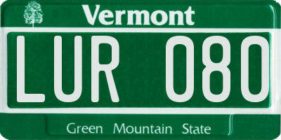 VT license plate LUR080