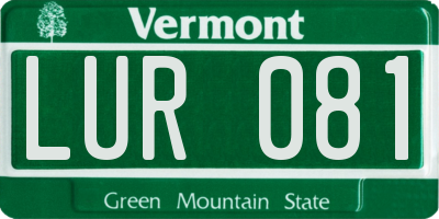 VT license plate LUR081