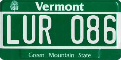 VT license plate LUR086