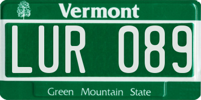 VT license plate LUR089