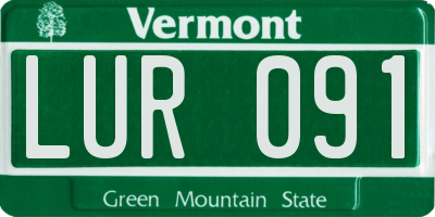 VT license plate LUR091