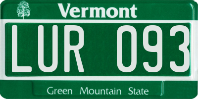 VT license plate LUR093