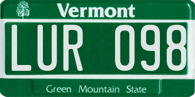 VT license plate LUR098