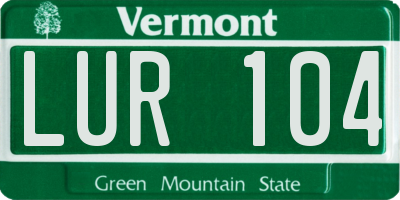 VT license plate LUR104