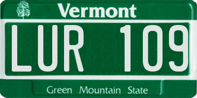 VT license plate LUR109