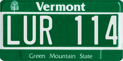 VT license plate LUR114