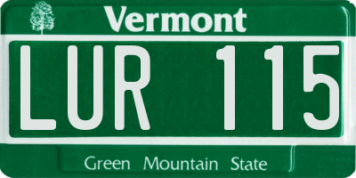 VT license plate LUR115