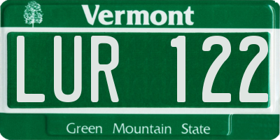 VT license plate LUR122