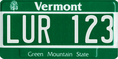 VT license plate LUR123