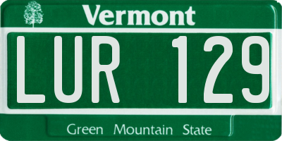 VT license plate LUR129