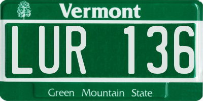 VT license plate LUR136