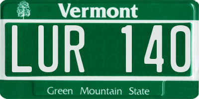 VT license plate LUR140