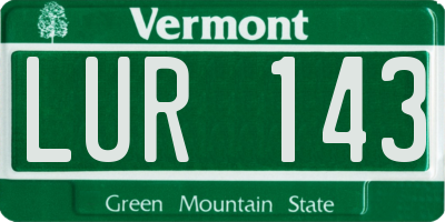 VT license plate LUR143