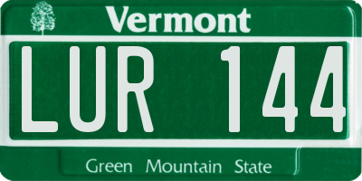 VT license plate LUR144