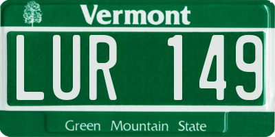 VT license plate LUR149
