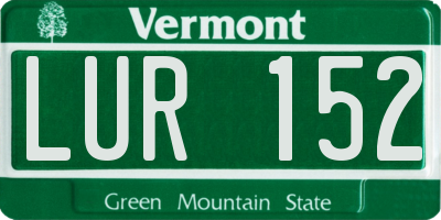 VT license plate LUR152