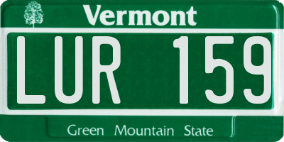 VT license plate LUR159
