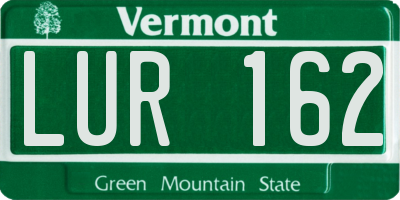 VT license plate LUR162