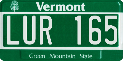 VT license plate LUR165