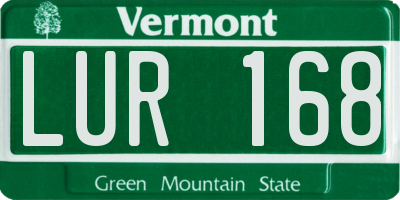 VT license plate LUR168