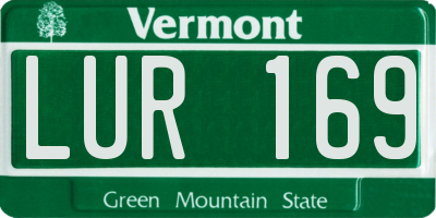 VT license plate LUR169