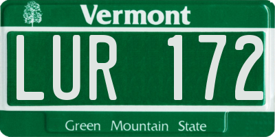 VT license plate LUR172