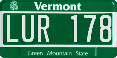 VT license plate LUR178