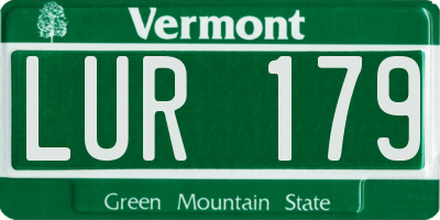 VT license plate LUR179