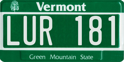 VT license plate LUR181