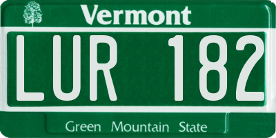 VT license plate LUR182