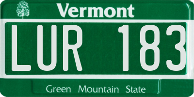 VT license plate LUR183