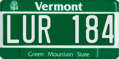 VT license plate LUR184