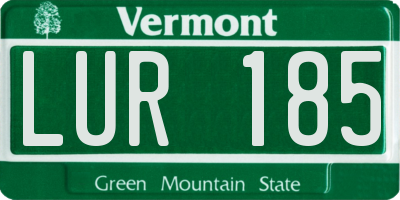 VT license plate LUR185