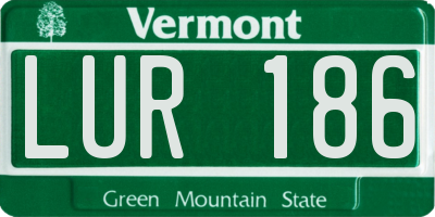 VT license plate LUR186